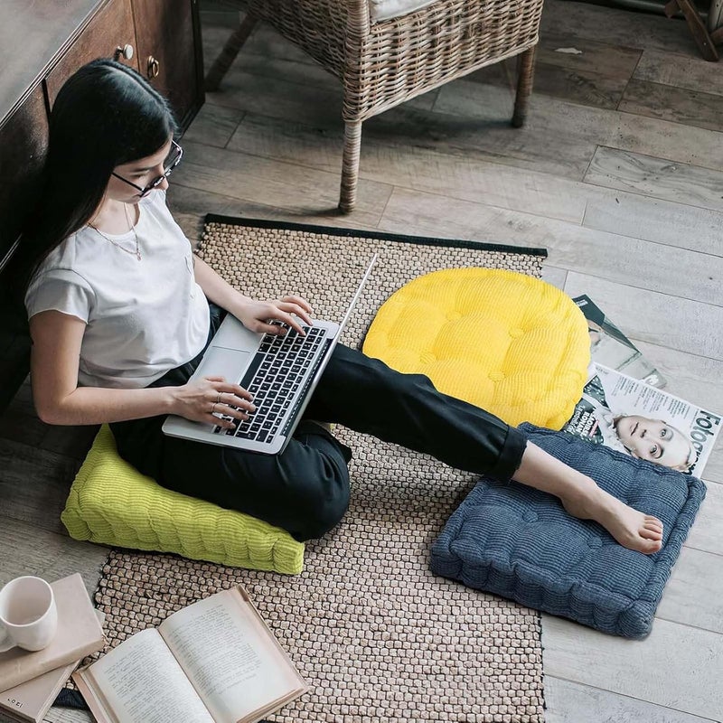 Gfobip Large Square and Round Floor Cushions for Adults 2 Pack Meditation Floor Pillow Sky Blue Corduroy Floor Seat Pillows Cushion for Living Room Balcony Tatami Yoga,18x18 Inch - Image 4